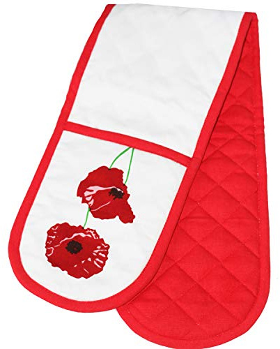 Poppy Design Oven Glove 100% Cotton Insulated Home Kitchen (Poppy Double Oven Glove)