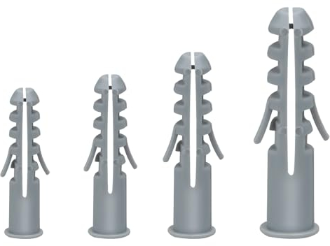 300Pcs Assorted Wall Plugs Set Gray Plastic Column Expansion Pipe Size 5mm 6mm 8mm 10mm