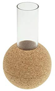 UlStO Vase ‚Yva’, Moderne und nachhaltige Tischdeko aus Glas und Kork, kleine Blumenvase in Kugel-Form mit 11x20cm