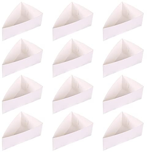 DOITOOL 20 Pcs Mousse triangle box Pies Holder single Cheesecake Pie Containers Cake Slice Container Holder French fries storage case triangle dessert Mooncake tray white Paper wedge shape