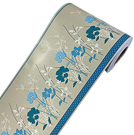 NB PVC-Tapetenbordüre, selbstklebend, grüne Blume, Vintage, Wandverkleidung, Bordüre, Badezimmer, Küche, Fliesen, Dekoration, 10,2 cm x 9 m, 10 m