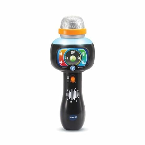 VTech - Super Micro Magic'Fun Noir, Microphone Karaoké Enfant sans Fil, Micro Bluetooth Lumineux Qui Modifie la Voix et Change de Couleur, Jouet Musical, Cadeau Enfant Dès 2 Ans - Contenu en Français