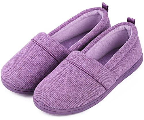 EverFoams Chaussons confortables en mousse à mémoire de forme pour femme - En éponge légère - Avec semelle en caoutchouc antidérapante - Violet, lilas, 41 EU
