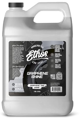 Ethos Graphene Shine - Trim & Tire Shine Spray, High Sheen, Non Greasy, Sling Free Finish! Conditions and Protects Rubber with UV Protection (Gallon)