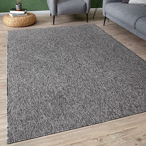 THE RUGS Low Pile Area Rugs – Modern Indoor Rugs for Living Room, Bedroom, Dining Room, Entryway – Non-Shedding (Grey, 140x200 cm)