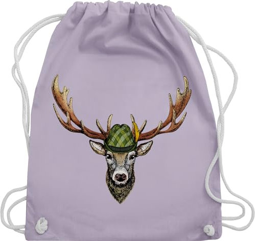 Shirtracer Turnbeutel Rucksack - Kompatibel mit Oktoberfest Tasche - Jagdhirsch Hirsch Jäger Jägerin Geschenk - Unisize - Pastell Lila - trachten beutel trachtenrucksack bayrische jagd juterucksäcke