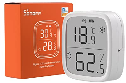 SONOFF SNZB-02D Zigbee Temperatur- und Feuchtigkeitssensor,Zigbee LCD Smart Thermometer Hygrometer,Zigbee Hub Erforderlich,Temperature Humidity Sensor Kompatibel mit Alexa/Google Home/Home Assistant