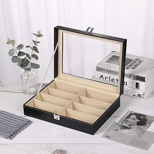 VIDECOR Sunglasses Storage Sunglasses Case Sunglasses Organiser with Clear Glass PU Leatherette Sunglasses Organizer Box Sunglass Storage Case Box for Women & Men,Singlelayer