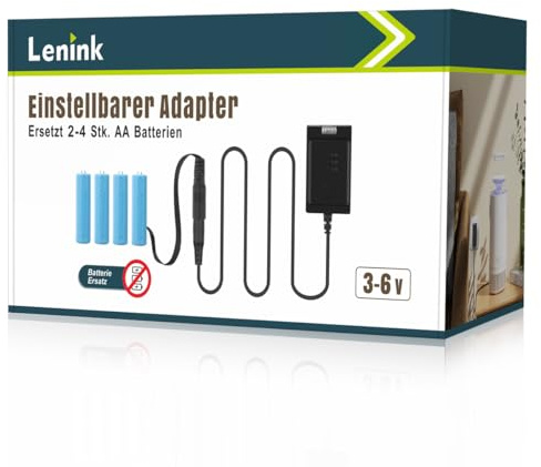 Lenink 3–6 V justerbar batteriadapter för 2–4 AA-batterier för termometer, väderstation, trådlös dörrklocka, väckarklocka, LED-ljus, dekoration etc. (1,8 m, svart)