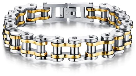 LAFATINA Fahrrad Kette Armband Herren Edelstahl Maskuline Fahrrad Kette Armbänder Väter Tag Armband, 7.8 Zoll