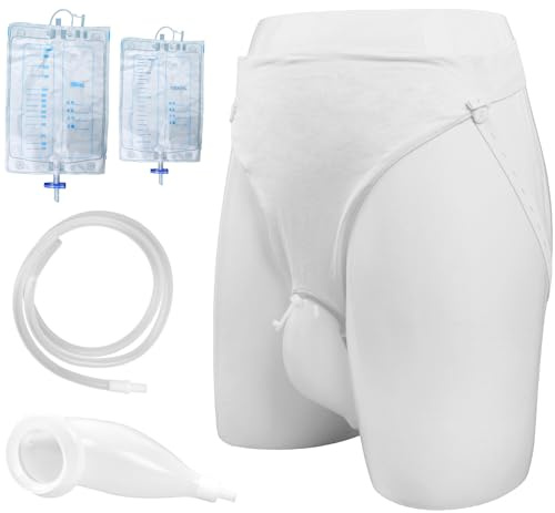Lefeke Wearable Men's Urinal, Portable Urinals for Men, Reusable Male Urine Bag, External Catheter for Men, Elderly Urinal with Urine Catheter Bags(2000ML*1+1000ML*2) for Bedridden Patients