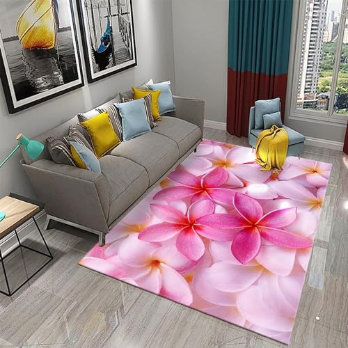 Kinderteppich Rosa Schöne Blumen - Kurzflor Teppich Kinderzimmer Spielteppich Antiallergen Und Extra Weich - Babyzimmer Teppiche Für Junge Und Mädchen Babyteppich 200 X 300 cm / 78,74 X 118,1-9A0F1I4