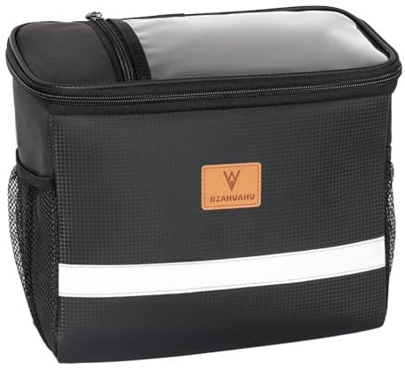 Fiorky 8L Fahrrad-Kühltasche, großes Fassungsvermögen, Touchscreen-Fahrrad-Front-Aufbewahrungstasche, wasserdicht, mit reflektierendem Streifen, Fahrradzubehör