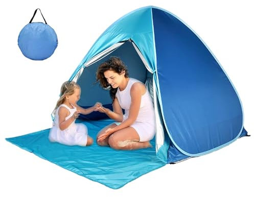Pop Up Beach Umbrella, Beach Tent, Easy Installation Portable Sun Shade Sunshade, Portable Instant Sun Shade Sunshade, Windproof and Waterproof Sun Shade for Beach Trips