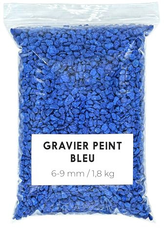 Landare Gravier Coloré Bleu 1,8Kg - Pierres de Couleur - Gravier - Gravier Decoratif - Gravier pour Vases et Pots (6-9 mm) (Bleu)