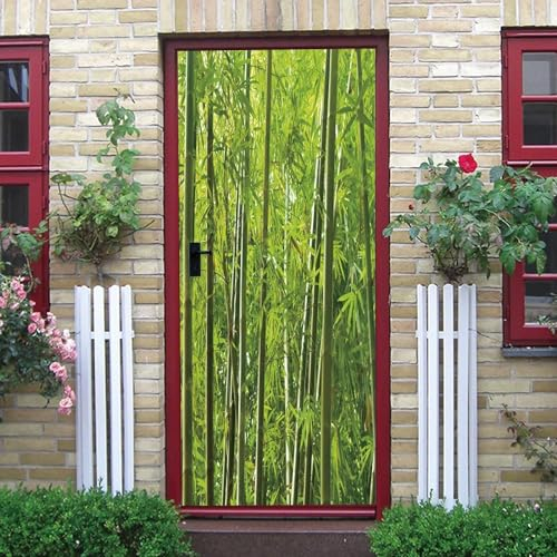 Türtapete Selbstklebend 90x210 cm Türfolie Selbstklebend Bambus Türaufkleber Türposter Natürliche Landschaft Türsticker Fototapete 3D Effekt für Schlafzimmer Wohnzimmer Küche A5354
