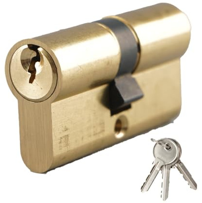 WK Electrical - Cylinder Lock Euro Profile, 5pins Anti-Pick, High Security Anti-Theft, Resistance to Corrosion (25/25mm -Brass)