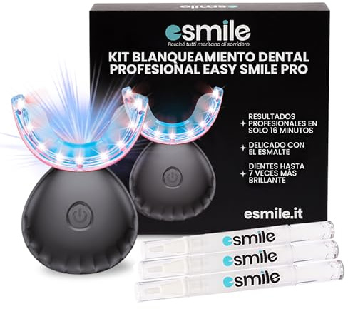 esmile - Kit Blanqueador Dental Profesional con Luz LED 32X, 3 Geles, Blanqueamiento Dental en Casa, Obsessive Blanqueador Dientes, Elimina Manchas, Teeth Whitening Seguro y Eficaz