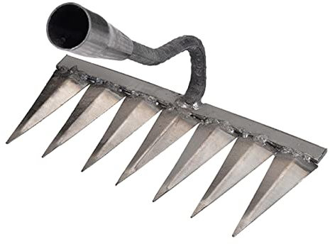 7 Denti Rastrello Giardino Metallo, Rastrello Per Impieghi Gravosi, Rastrello Sarchiatore, 32mm Apertura Rastrello Arieggiatore, Rastrello In Acciaio Al Carbonio, Rastrello Per Foglie, Senza Manico
