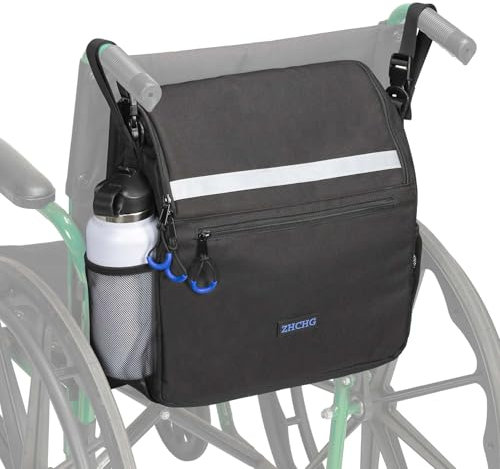 ZHCHG Wheelchair Bags, Wheelchair Backpack with Cup Holder, Wheelchair Bags to Hang on Back, Electric Wheel Chair Accessories, Large Storage Bag for Walker Rollator