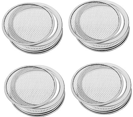 Luxshiny 4stücke Glasdeckel Mit Löchern Für Sprossengläser Sprossenzuchtset Mit Edelstahl Mesh Sprießen Deckel Für Wachsenden Bohnen Brokkoli