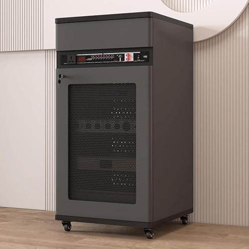 LYXWGRZD Audio Rack HiFi Regal, Phonoschrank mit verstellbaren Regalen, Plattenspieler Regal mit Steckdosenleisten, Record Player Stand, 360 ° Universal-Raddesign(Gray)