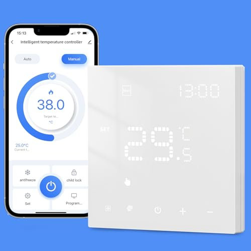 Termostato intelligente WiFi per riscaldamento a pavimento ad acqua e caldaia a gas, termostato ambiente programmabile, supporto Alexa, controllo vocale Google Home e telecomando App Smart Life (WiFi