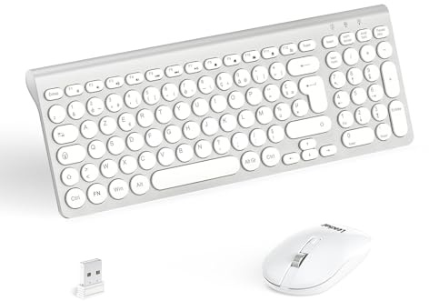 LeadsaiL Ensemble Clavier Souris sans Fil, Ergonomique Clavier de Souris, France AZERTY, 2,4 GHz avec Récepteur USB, 12 Raccourcis Multimédia pour Ordinateur, PC, Ordinateur Portable