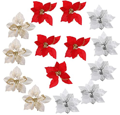 Zerodeko 15st Weihnachtsblume Weihnachtsstern Blumen Künstliche Blumengirlande Weihnachtsbaum Weihnachtsstern Roter Faux Weihnachtsstern Weihnachten Künstlicher Weihnachtsstern Stoff