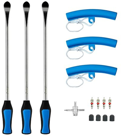 ZERINT TT-145 15 Articoli Leva a Cucchiaio in Acciaio Kit,Kit di Riparazione Pneumatici per Impieghi Gravosi,Leva per Cambio Pneumatici ATV