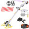 WeGofly 28CM Akku-Rasentrimmer, (1 x 21V 4.0A Akku und schnelles Ladegerät, Hilfsgleitrad, Trimmrad, Teleslopstiel, 1X Sägeblätter, 2X Metallmesser, 10x Kunststoffmesser) freischneider ​akku