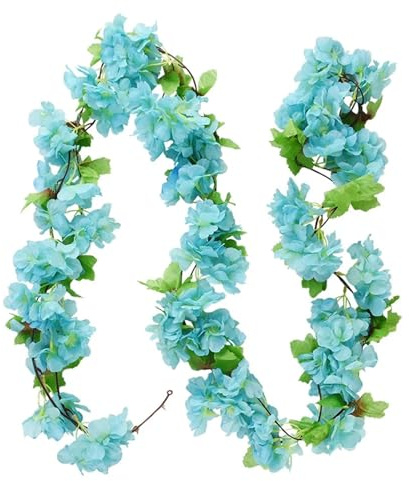 Fleurs Artificielles Deco Guirlande de vigne artificielle de fausses fleurs de lierre et de glycine, 180cm, for décoration de jardin de chambre, arc de mariage, décor Floral for réception-cadeau for b