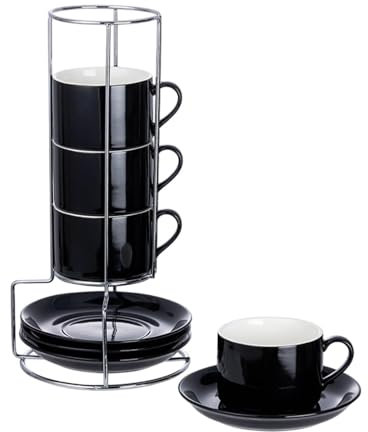 Gralara Set Tazzine Da Caffè con Piattini E Supporto, 5 once