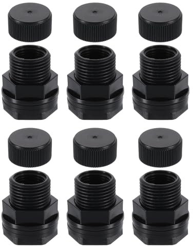 sourcing map 6 piezas de mamparo con enchufe, conector de tanque de agua NPT de 1/2 pulgada x 3/4 pulgadas GHT para adaptador de manguera de jardín, tanque de agua, acuarios, color gris