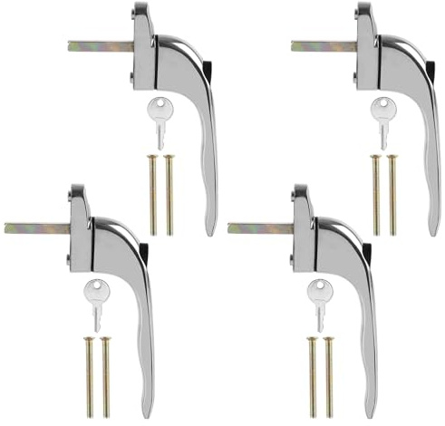 DAJAVE 4 Pcs Window Handles for UPVC Windows, Silver Window Handle Replacement with 43mm Spindle Double Glazing Windows Handles for Home Office