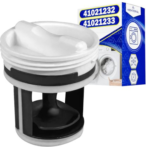 Pelusas Filtro Lavadora para Bomba Desague 72 x Ø 65 mm con Código Original 41021233 41021232 FIL004CY para Candy Aqua 104 Aqua 114 CS 1482D CDB 124 - Garantía de 10 Años - MONTERAL