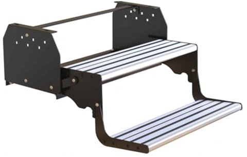 WANGCEPLSD Trittstufe Wohnmobil Klappbar, 2 Stufen, 200 Kg, rutschfeste, Manueller RV Schritt, Schwarze Pulverbeschichtung, für Wohnwagen, Sattelkupplungen, Wohnmobile, 600 Mm