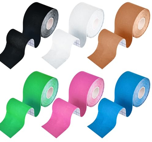 bssmmai 6 Rollen Kinesiotapes, Kinesiologie Tape, 5m x 5cm Tape Sport, Farbiges Kinesiology Tape