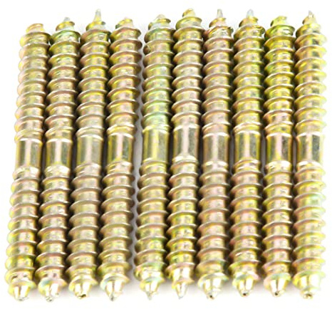 Vite per Tassello in Legno, 10pcs 6 * 60 Mm a Doppia estremità, Ferro con Placcatura di Zinco, per Realizzare Giunti, Vite per Tassello in Legno