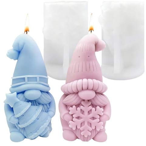 Silikonformen Gießformen Weihnachten,2 Stück Silikon Gießformen Wichtel,Kerzenform Wichtel,3D Kerzenformen Zum Gießen,silikonform weihnachten wichtel für DIY Silikon Kerzen Gießform Seifenform