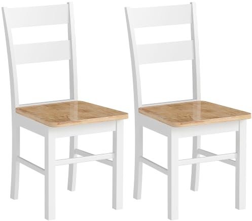 HOMCOM Esszimmerstühle 2er Set Armlose Stühle aus Holz für Esstisch Eiche | Küchenstuhl mit Rückenlehne, Wohnzimmerstuhl