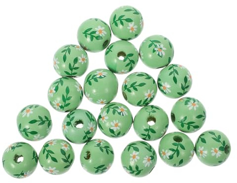 Hemobllo Cuentas 30 Forma de Flor Redondas de Madera Superficie Lisa sin Rebabas, Paquete de 30 Piezas para Manualidades Diy Adecuado para Pulseras y Guirnaldas