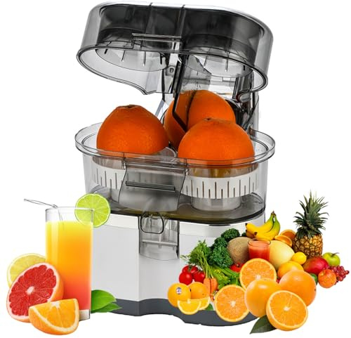 Electric Citrus Juicer 400ml - Automatic Orange and Lemon Squeezer, High Yield 90% Juice Extractor with 8-Blade Pulp Filter and Built-In Fruit Cutter, BPA-Free