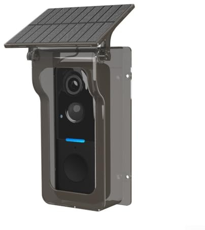 Lecreatekit Copertura solare per campanello senza fili, impermeabile, 1080 p, con pannello solare, impermeabile, con funzione di ricarica WiFi, colore nero