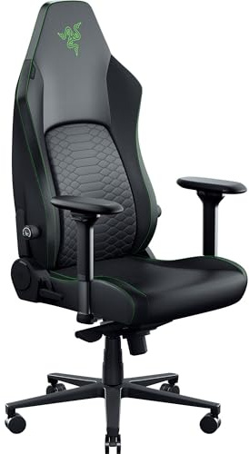 Razer Iskur V2 NewGen - Ergonomischer Gaming-Stuhl mit atmungsaktivem Gen-2 EPU-Leder mit Cooltouch Technologie - Hyperflex Lordosenstütze - breite Schulterbögen und Sitzfläche | Grün