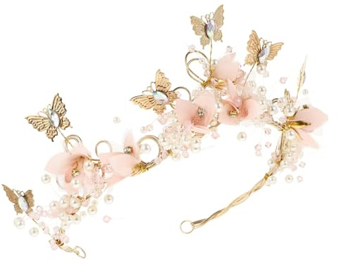 Mikikit Tiare Couronne Garçon et Filles Sept Fleurs en Perles Bandeau Mariage Léger et Confortable Diadème de Mariée pour Anniversaire Shower et Cérémonie