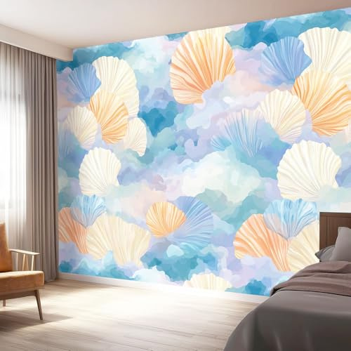 Carta da parati Affascinanti Conchiglie Acquerellate 200 x 140 cm, Poster Foto Murale Carta da Parati Decorazione Parete Soggiorno Camera da Letto Cameretta per Bambin, Colorato