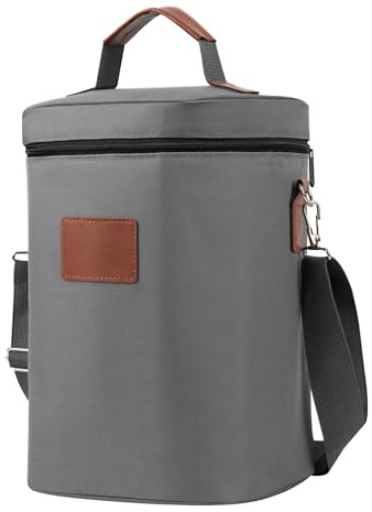 Insulated Wine Cooler Bag, 4 Bottle Travel Padded Wine Carrier Tote Bag, Portable Bottle Carrier with Handles and Adjustable Shoulder Strap for Travel Picnic, Unique Gift for Wine Lovers (Grey)