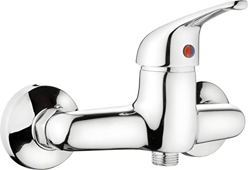 Cornat Brause-Einhebelarmatur Leon - Hochwertiger Messingkörper - verchromt - 1/2 Zoll Brauseabgang / Einhebelmischer zur Aufputzmontage / Brausebatterie / Duscharmatur / SA852