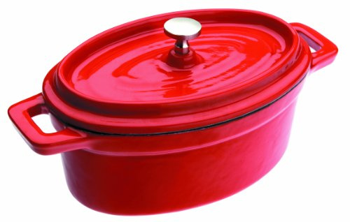 IBILI - Mini cocotte oval roja 15x10x6 cm, Hierro fundido, Apta para induccion